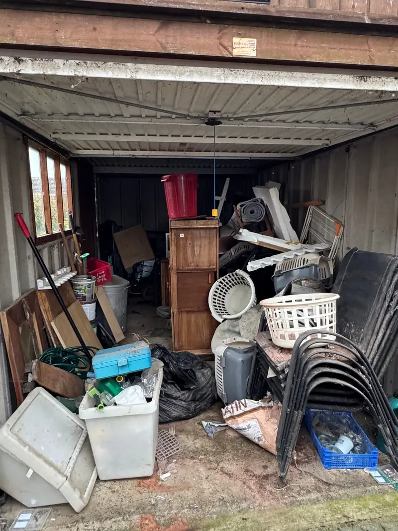 A room partly cleared during a house clearance
